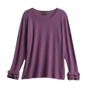 Absolutely Joon Ruffle Detail Pullover 2x Waffle Knit Pullover